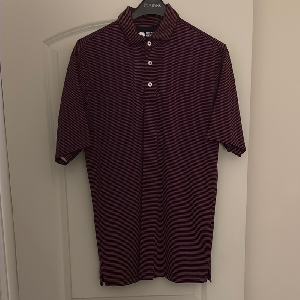 Men's Onward Reserve Dark Red Striped Polo Shirt